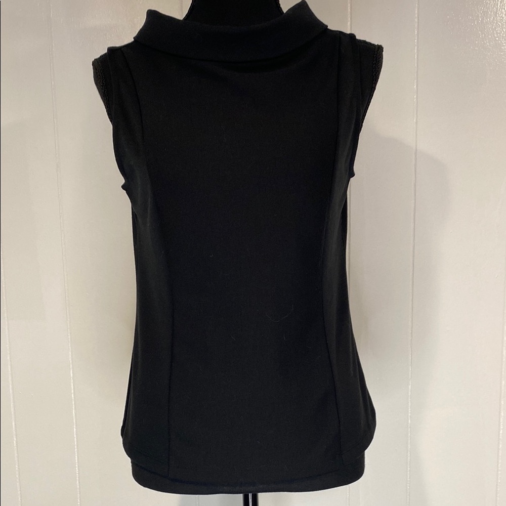 Banana Republic Top Tank Modern Sleeveless Black Silver Button Size Extra Small - Picture 6 of 10